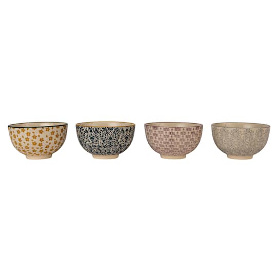 Hello Honey; Hello Honey® 4.5" Floral Mosaic Stoneware Bowl Set; Category:Serving Bowls; Image:1